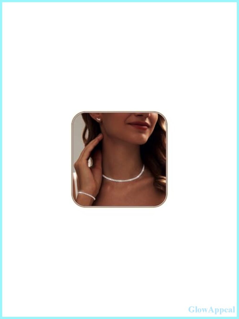 Women's Silver Plated Jewelry Set - Tennis Necklace, Bracelet & Stud Earrings,